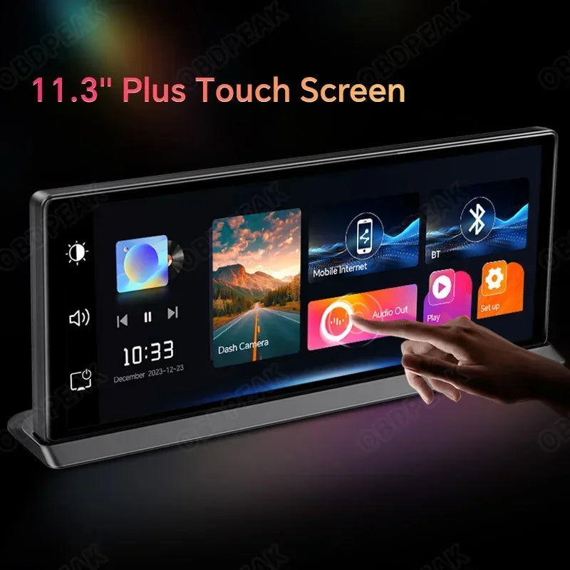 Dash Cam 4K Car DVR Wireless Carplay & Android Auto GPS Navigation