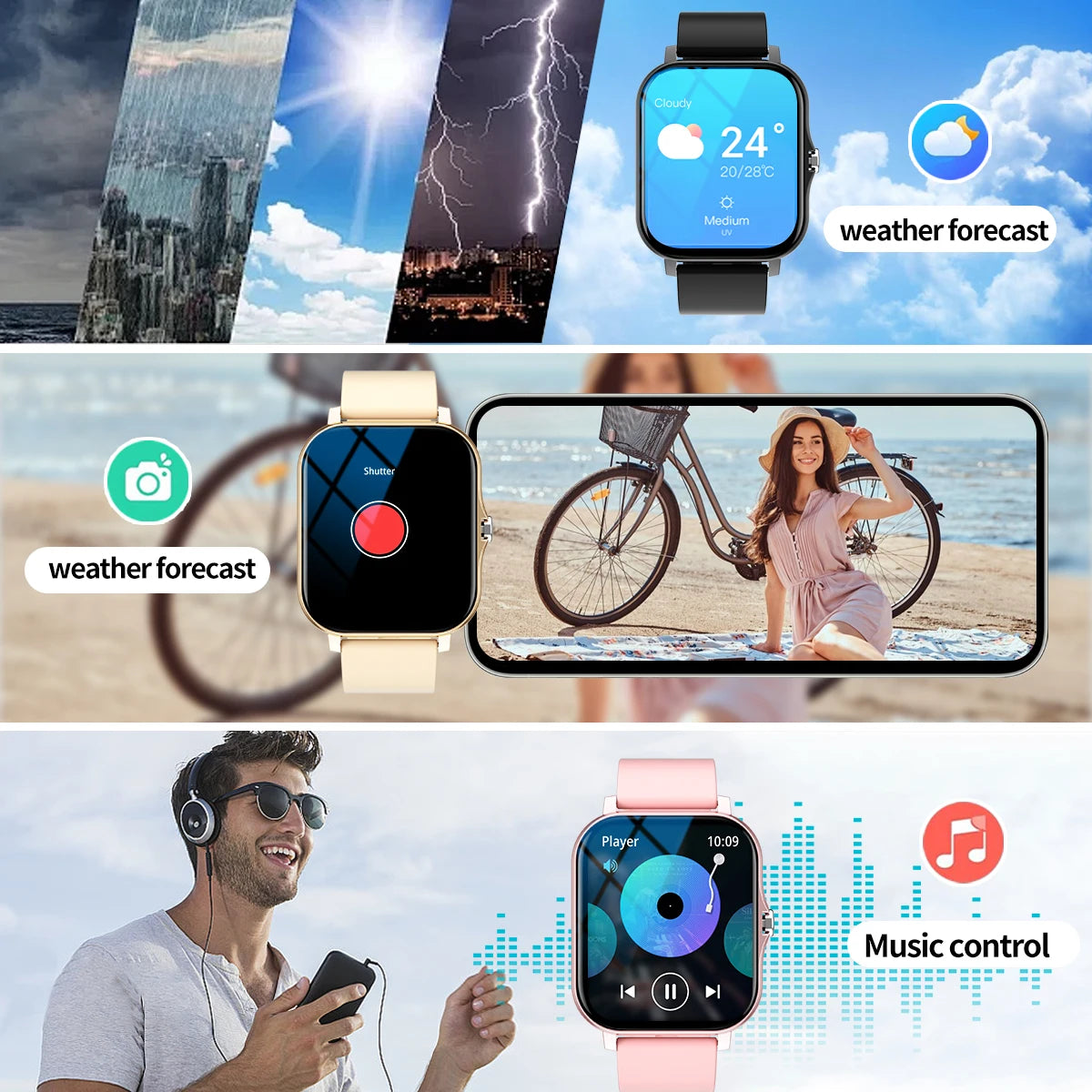 Outdoor sports smartwatch, wireless calling, information reminder, men's and women's