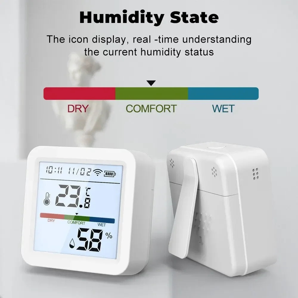 Smart Home Temperature Humidity Sensor with BackLight LCD Works With Google Assistant