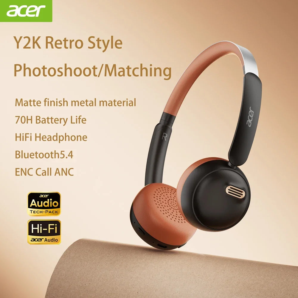 Bluetooth Headphone -45dB BT-5.4 INS Retro Style Headsets 70H Playtime