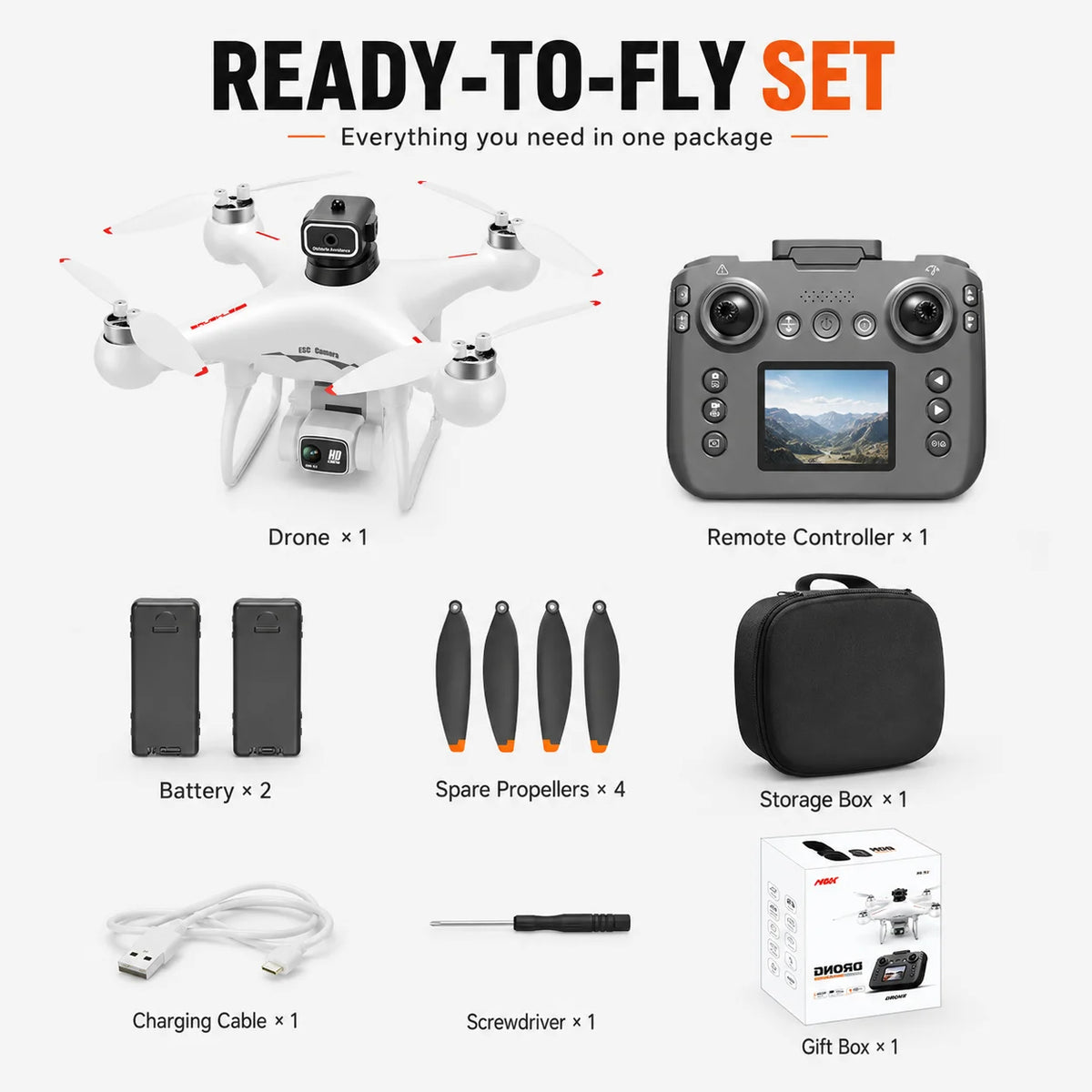 RC Drone 4K HD Dual Camera 90° Adjustable Lens Dual Camera Switch Dual Screen Switch Phone RC Image Transmission Aerial Photography Drone