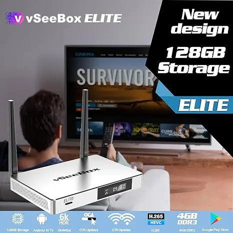 2025 Vseebox Elite with Voice Control 4GB RAM 128GB Storage Powerful Streaming Box