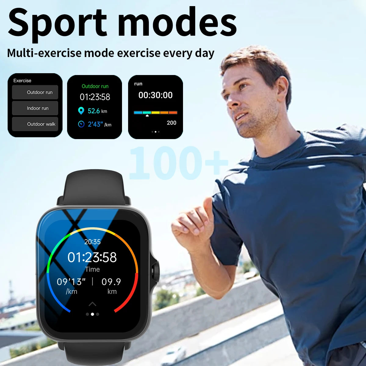 Smart watch with multiple sports modes, can make and receive calls,