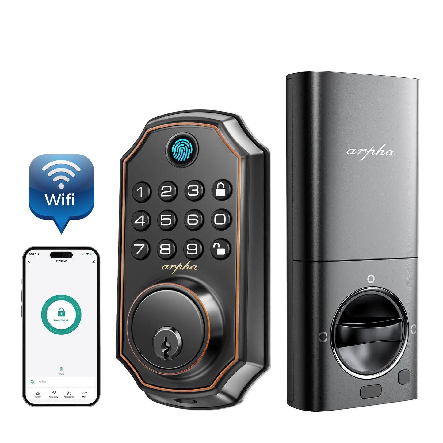 Smart Lock D280W Keyless Entry Door Lock Fingerprint Bulit-in WiFi