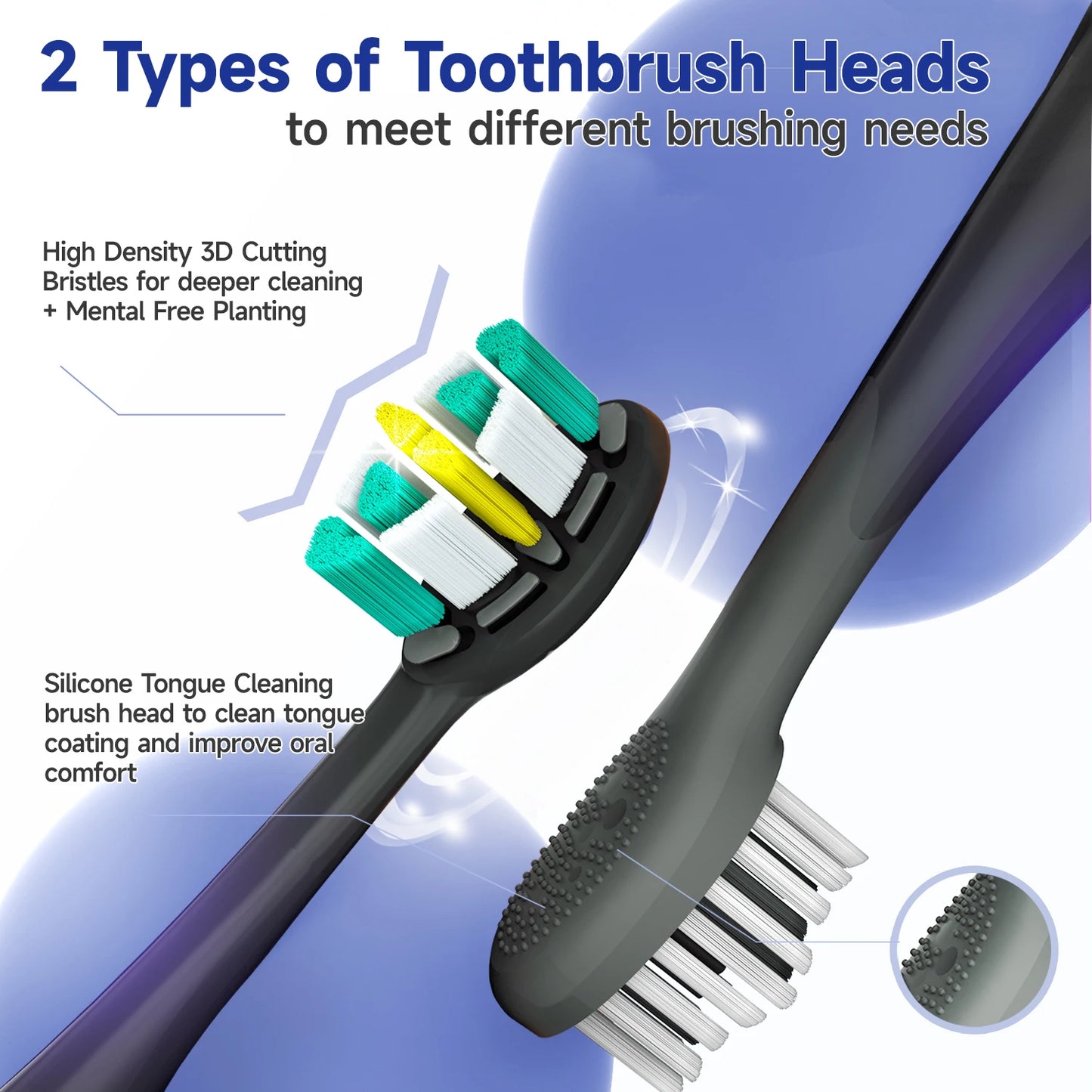 Electric Toothbrush with 8 Soft Bristle Heads for Adults, Pressure Sensor,