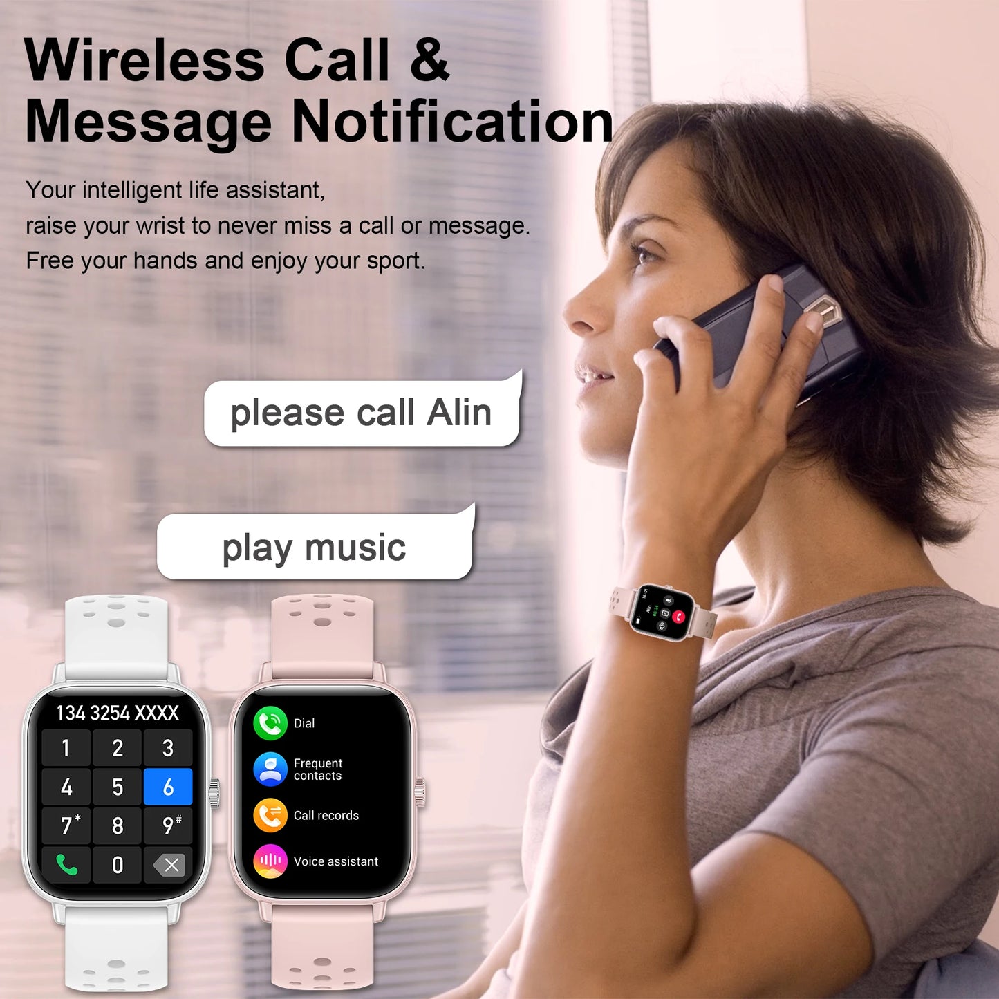 Smart Watch-Call & Message Alerts,1.85"Full Touchscreen Fitness Tracker