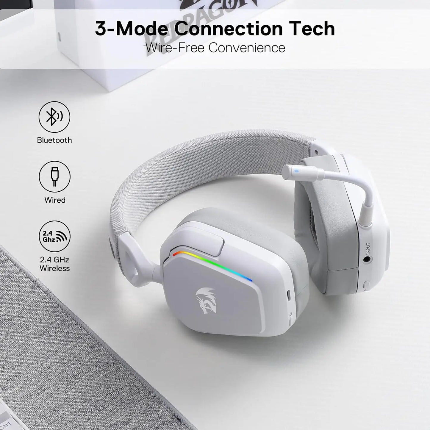 3-Mode Wireless RGB 7.1 Surround Sound Noise-canceling , Over-Ear Headphones