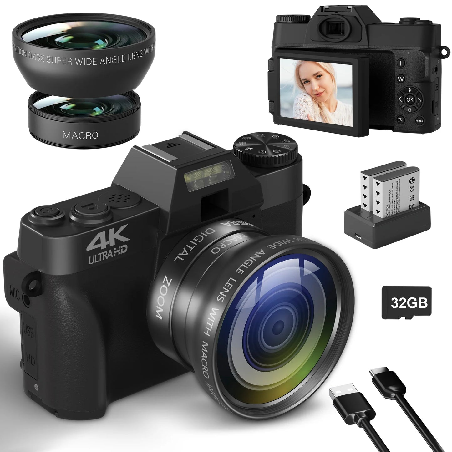 Compact Digital Photography Camera 4K WIFI Webcam Retro