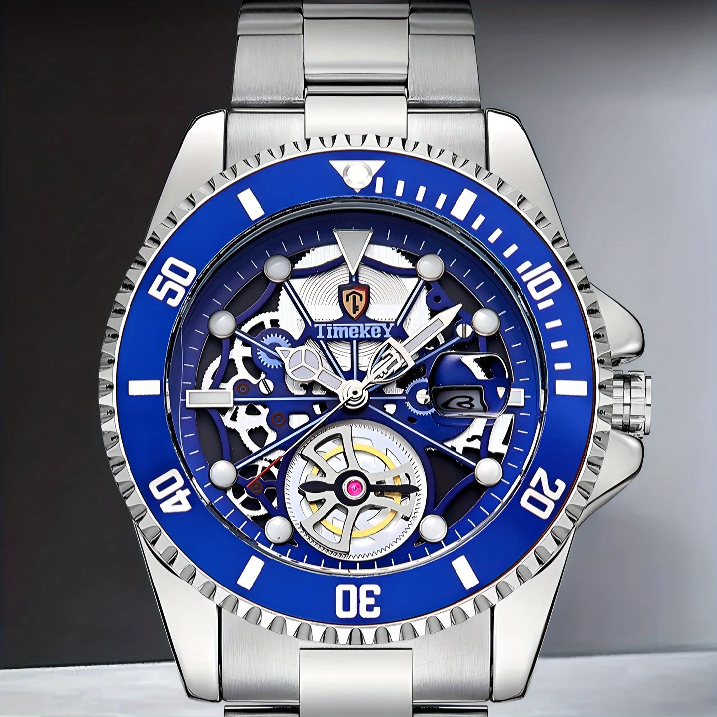 1pc men's quartz watch, mechanical watch shape, big brand design,