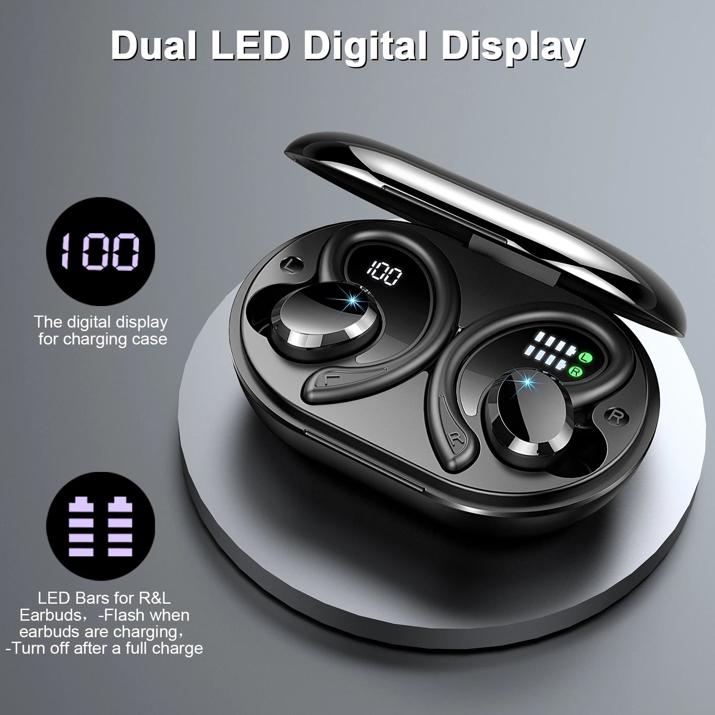 Wireless Earbuds, Bluetooth On-Ear Headset, Noise Cancelling.