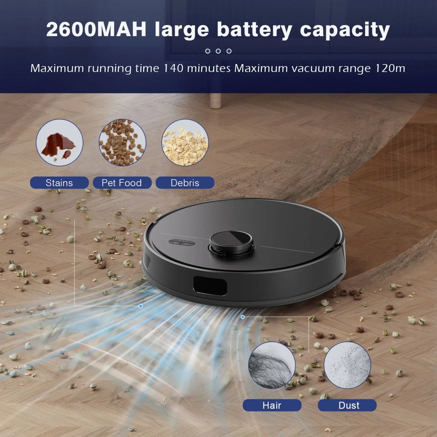 Robot Vacuum Cleaner, LiDAR Navigation,APP Virtual Barrier,2600PA