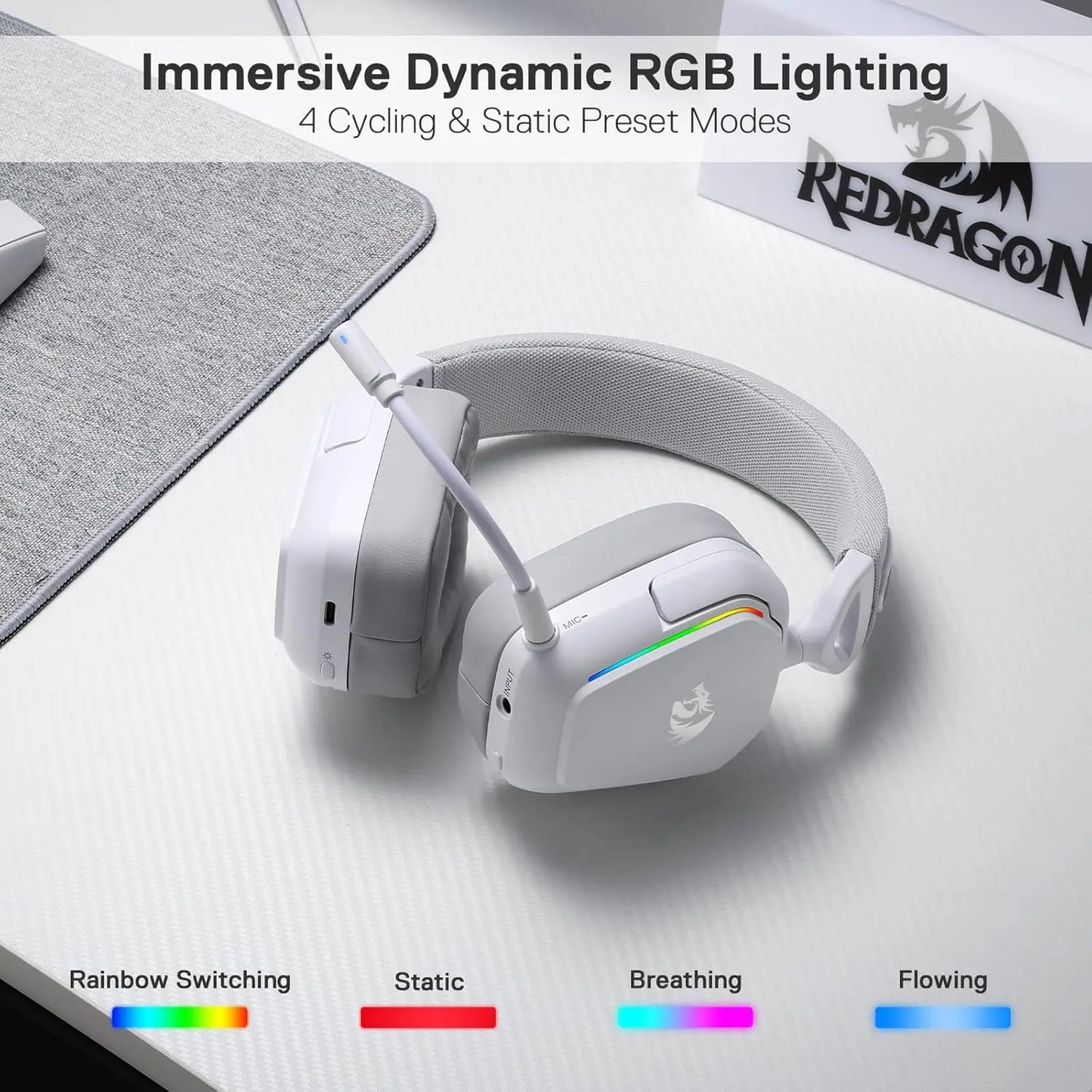3-Mode Wireless RGB 7.1 Surround Sound Noise-canceling , Over-Ear Headphones