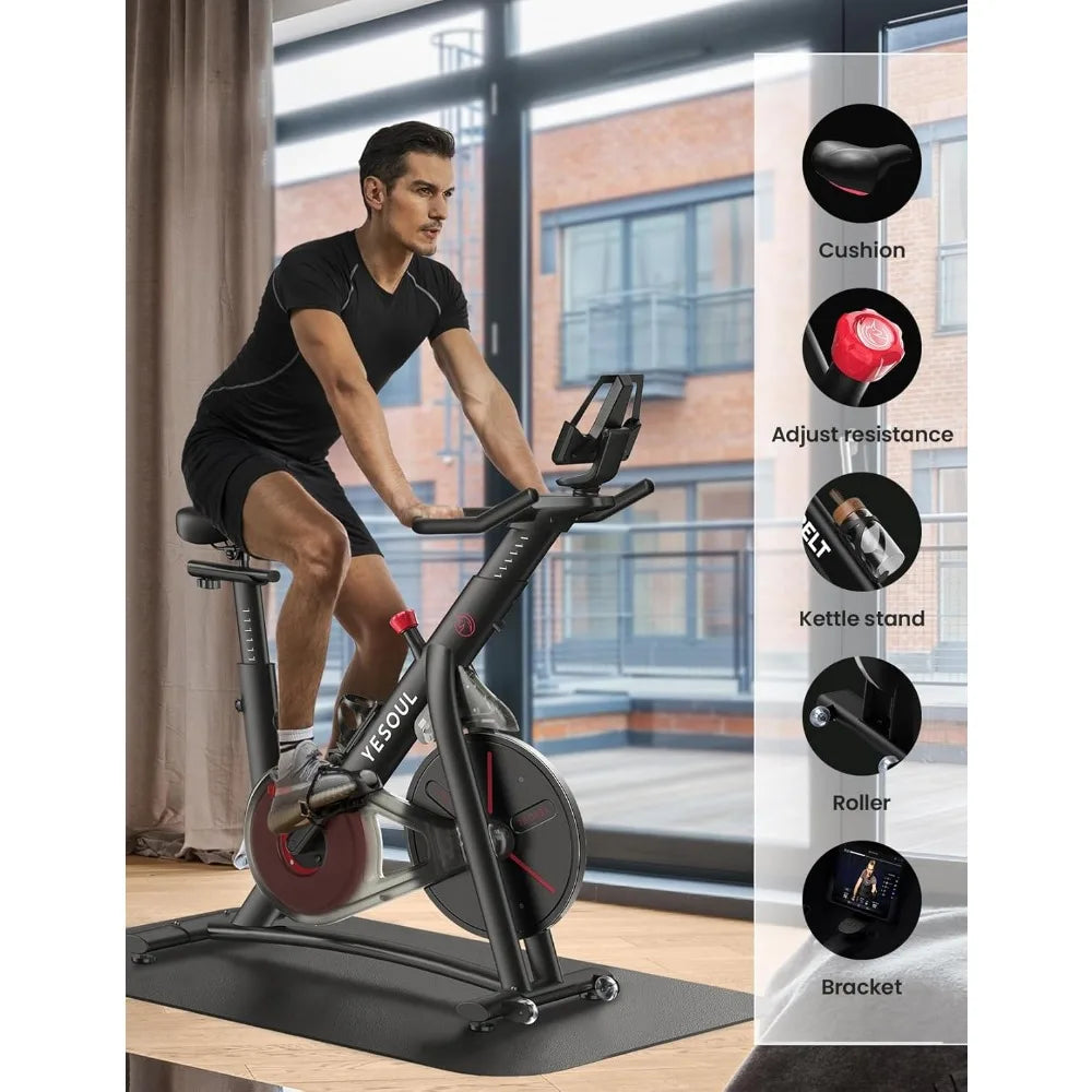Exercise Bike for Home,Smart White Cycling Bike Magnetic Stationary Bike,