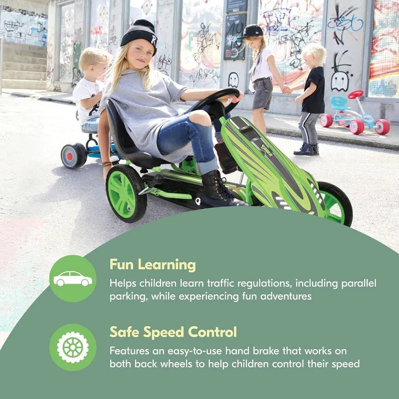 Speedster Pedal Go-Kart for Kids Ages 4-8 with Adjustable Bucket Seat,