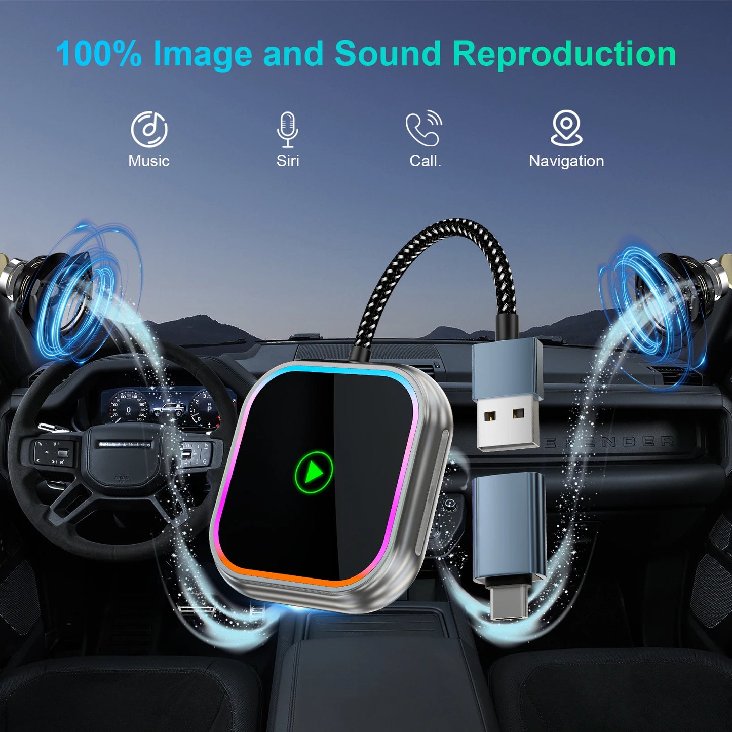 2025 New iPhone Wireless Carplay Adapter Mini Android Auto Adapter Plug & Play Apple Carplay