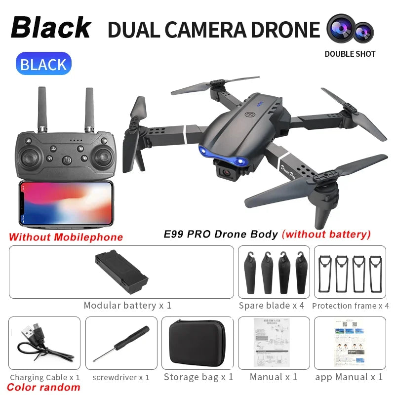 E99Pro RC Drone 4K With 1080P Wide Angle HD Camera