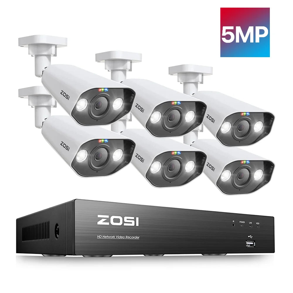 I 8MP CCTV System 8CH H.265+ 4K Ultra HD PoE NVR Kit Spotlight Siren Outdoor