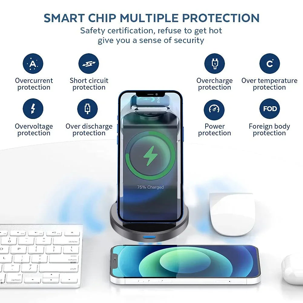 3 in 1 Magnetic Wireless Charger Stand for IPhone