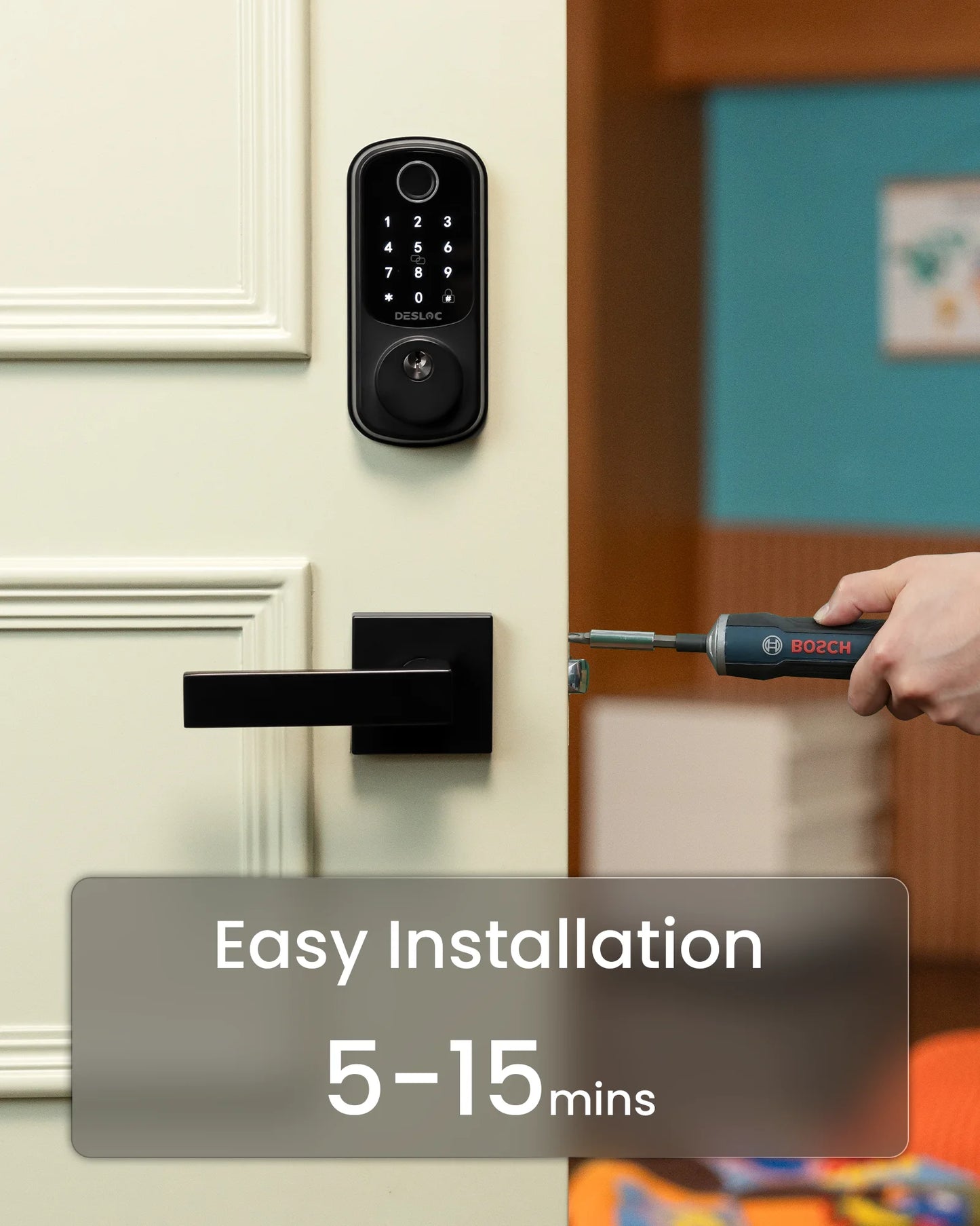 Fingerprint Smart Door Lock with 2 Lever Handles, App Control,