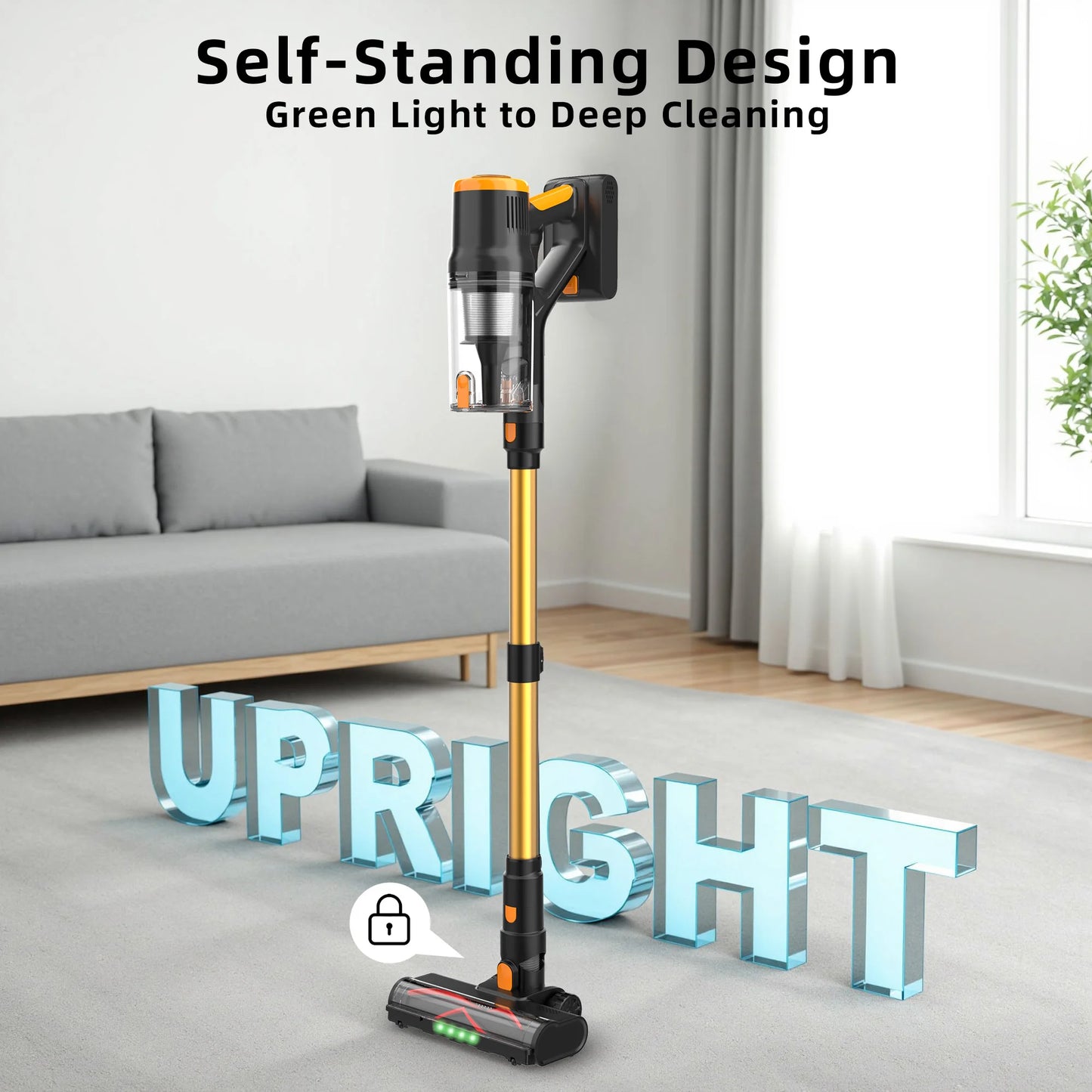 Free-Standing Design Cordless Vacuum Cleaner– Powerful Brushless Motor,