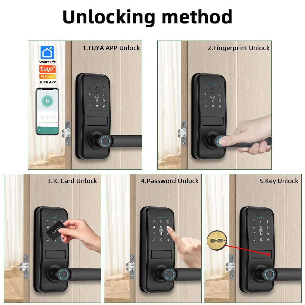 Smart Biometric Fingerprint Door Lock Electronic Lock Tuya App Set