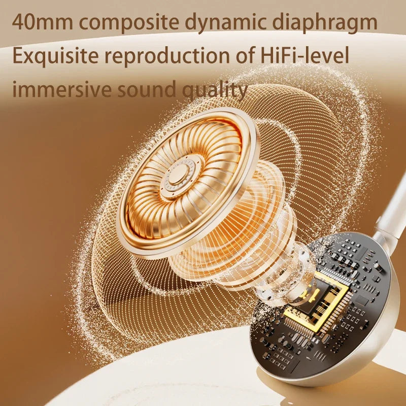 Bluetooth Headphone -45dB BT-5.4 INS Retro Style Headsets 70H Playtime