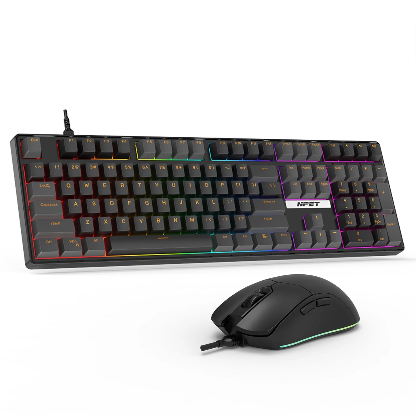 Gaming Keyboard, 104 Keys Wired, with RGB Backlit, for Windows Laptop PC black