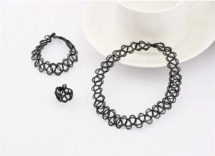 2PC/Lot Summer Style Girls Elastic Vintage Stretch Tattoo Choker Necklace Women