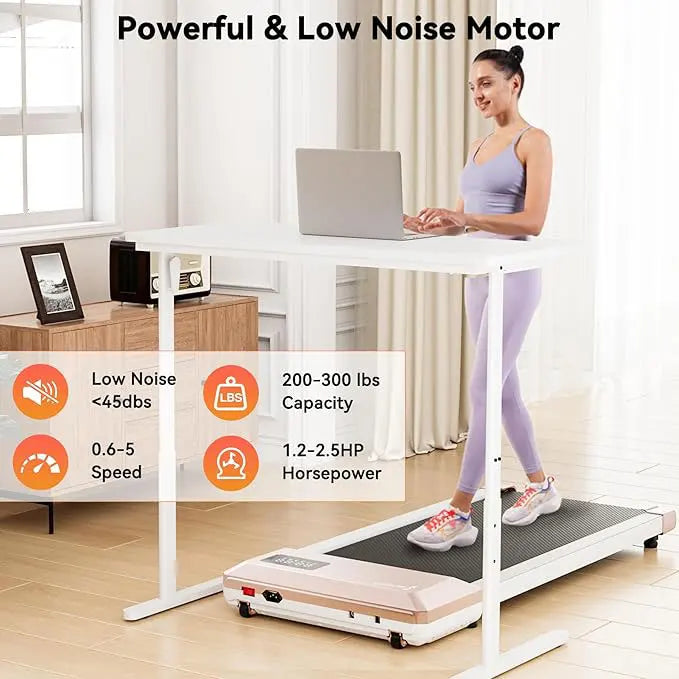 Superun 2-in-1 Home/Office 2.5 HP Walking Treadmill,mini for Small Spaces