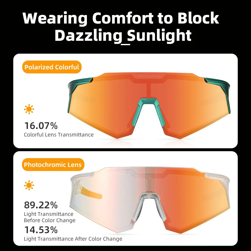 Polarized Photochromic Bike Glasses Outdoor UV400 Bicycle Eyewear Sunglasses