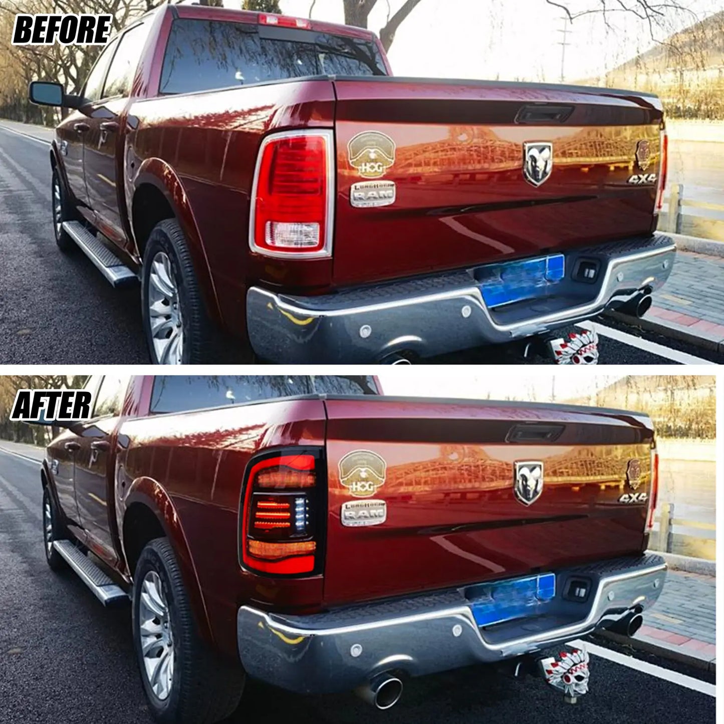 LED Tail Lights for Dodge Ram 1500 2500 3500 4th Gen Rear Lamps Start-up Animation Sequential Turn Signal Assembly