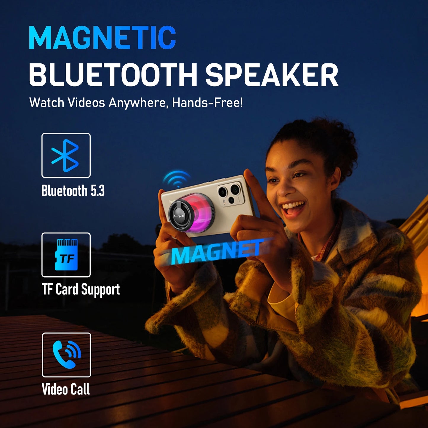 Cyber Style Magnetic Wireless Mini Speaker, 5.1 Surround Sound,