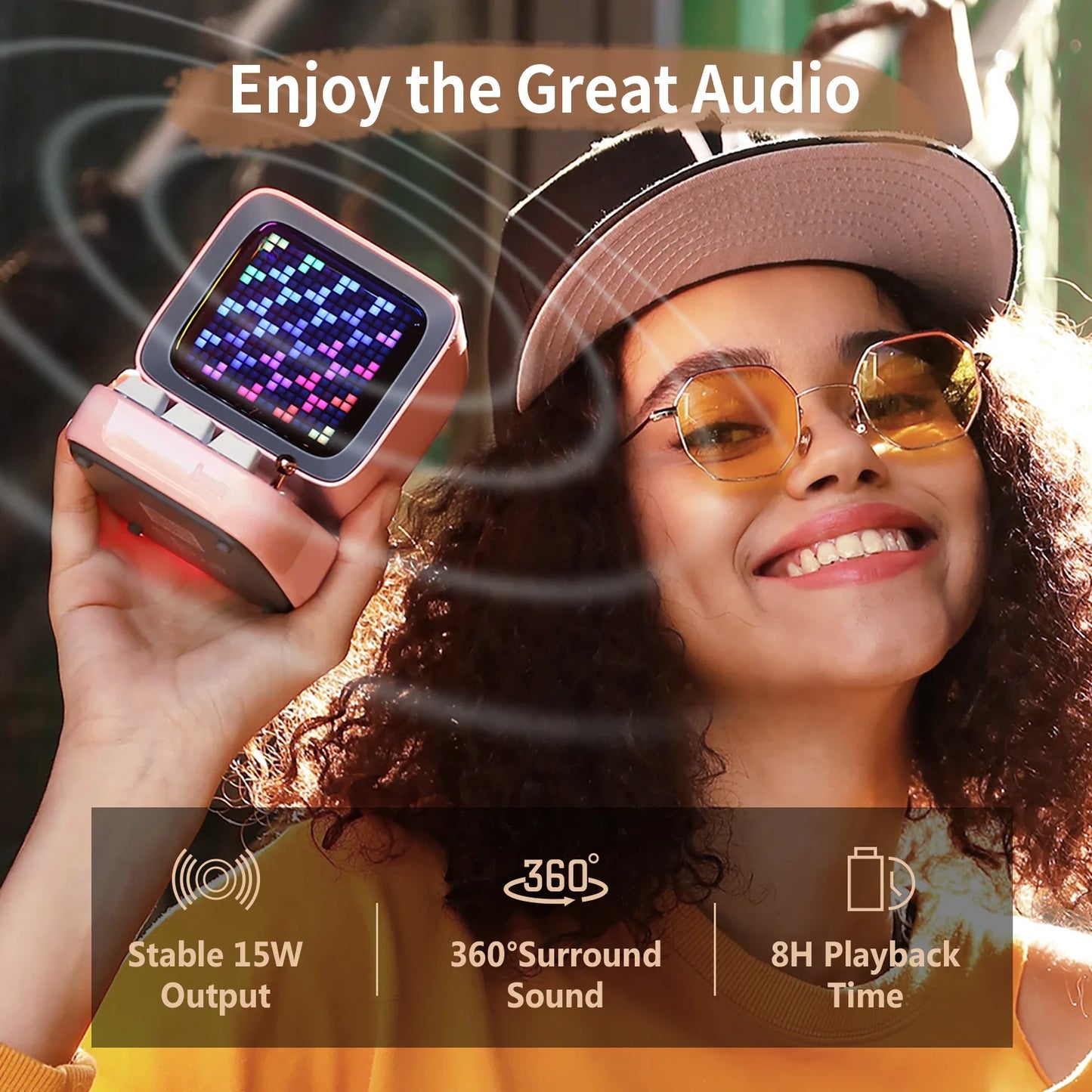 Pro Retro Pixel Art Bluetooth Portable Speaker Alarm Clock DIY LED Display Board,