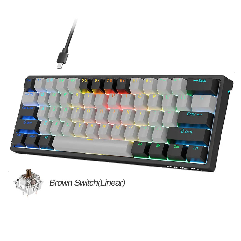 AULA F3261 60% Wired Mechanical Keyboard RGB Backlit 3 Pins Hot-swappable for Laptop PC Tablet