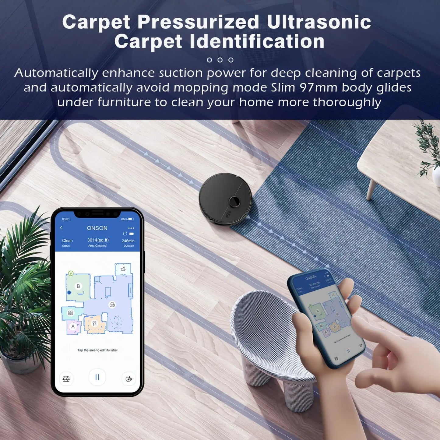 Robot Vacuum Cleaner, LiDAR Navigation,APP Virtual Barrier,2600PA