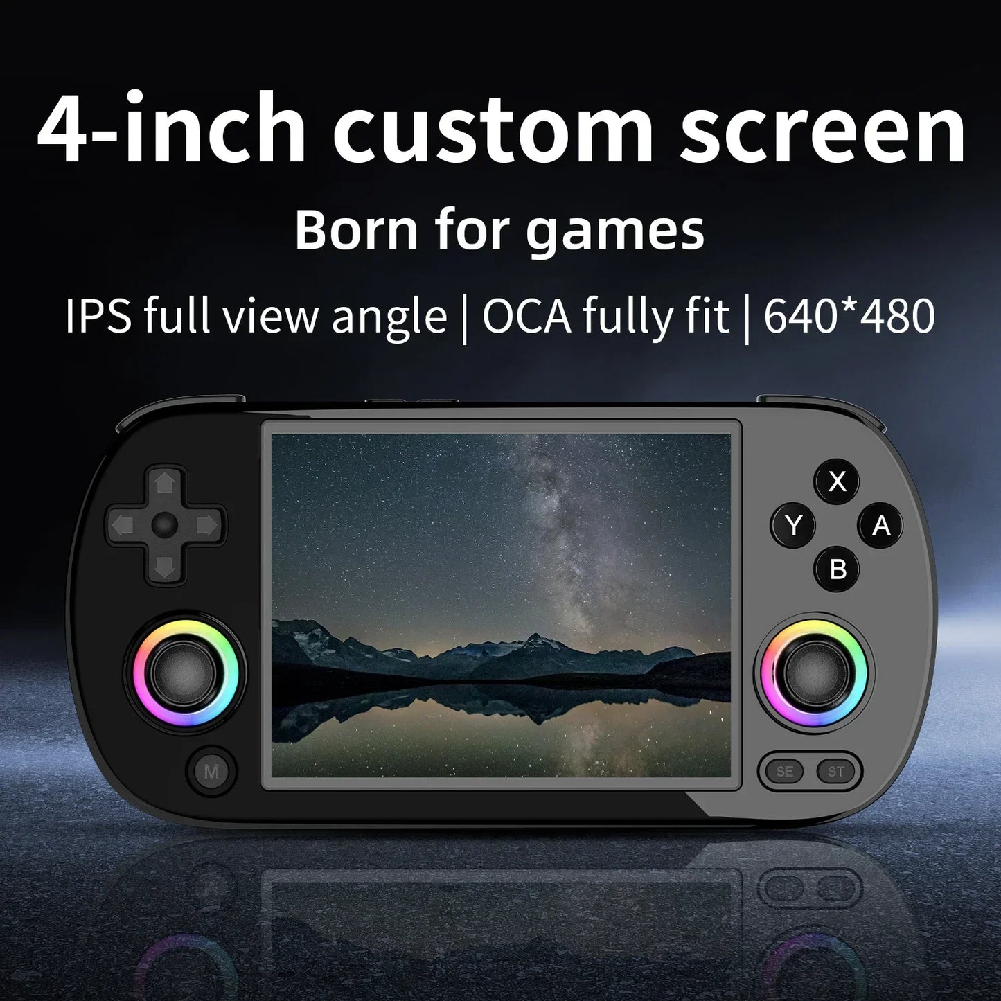 Handheld Game Console 4'' Screen Linux System Joystick Lighting Effect