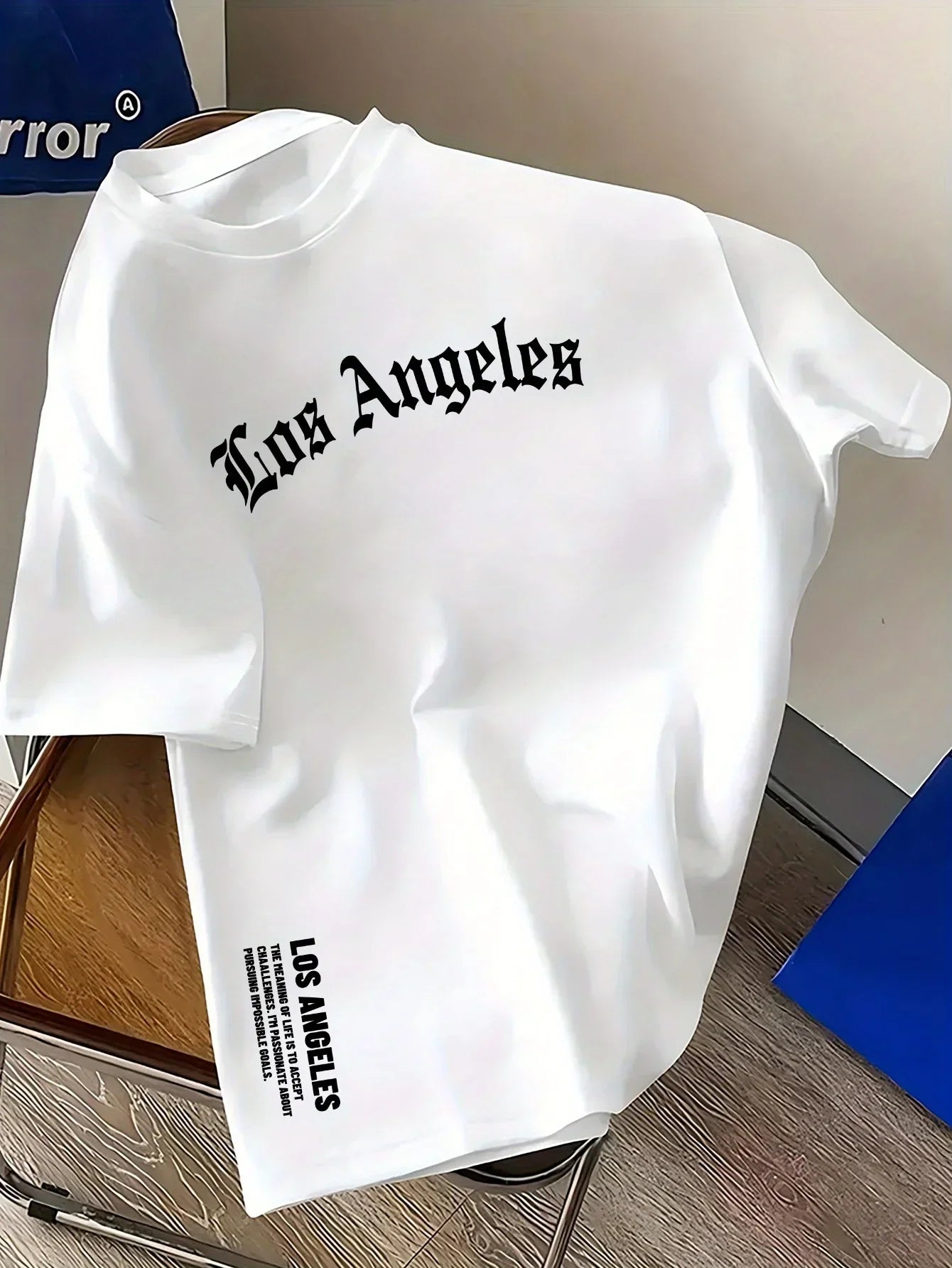 Men's Summer 100% Cotton Fashion Los Angeles Letter Printed Loose Large Casual