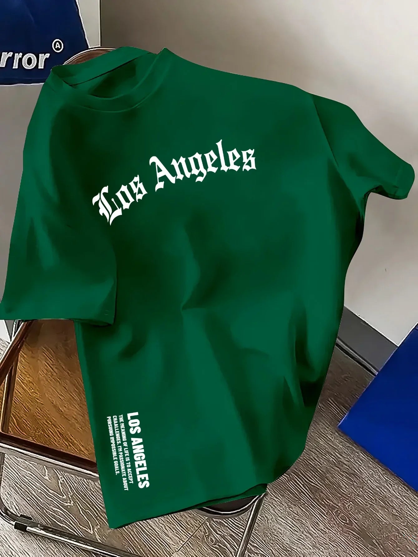 Men's Summer 100% Cotton Fashion Los Angeles Letter Printed Loose Large Casual