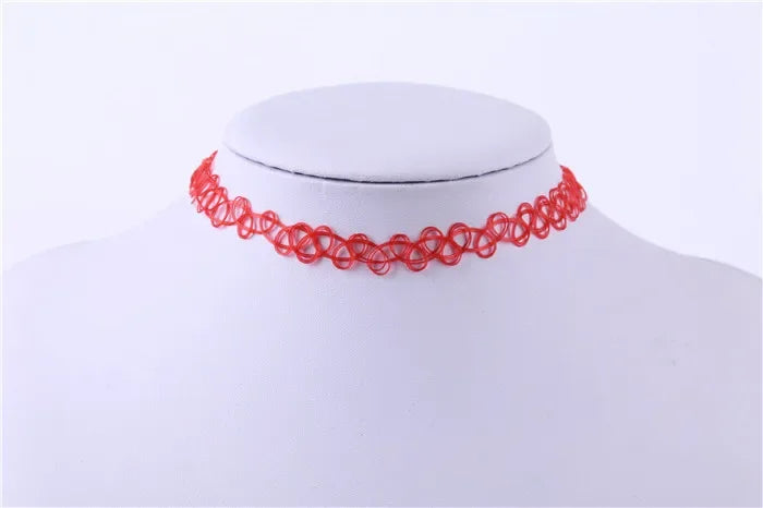 2PC/Lot Summer Style Girls Elastic Vintage Stretch Tattoo Choker Necklace Women