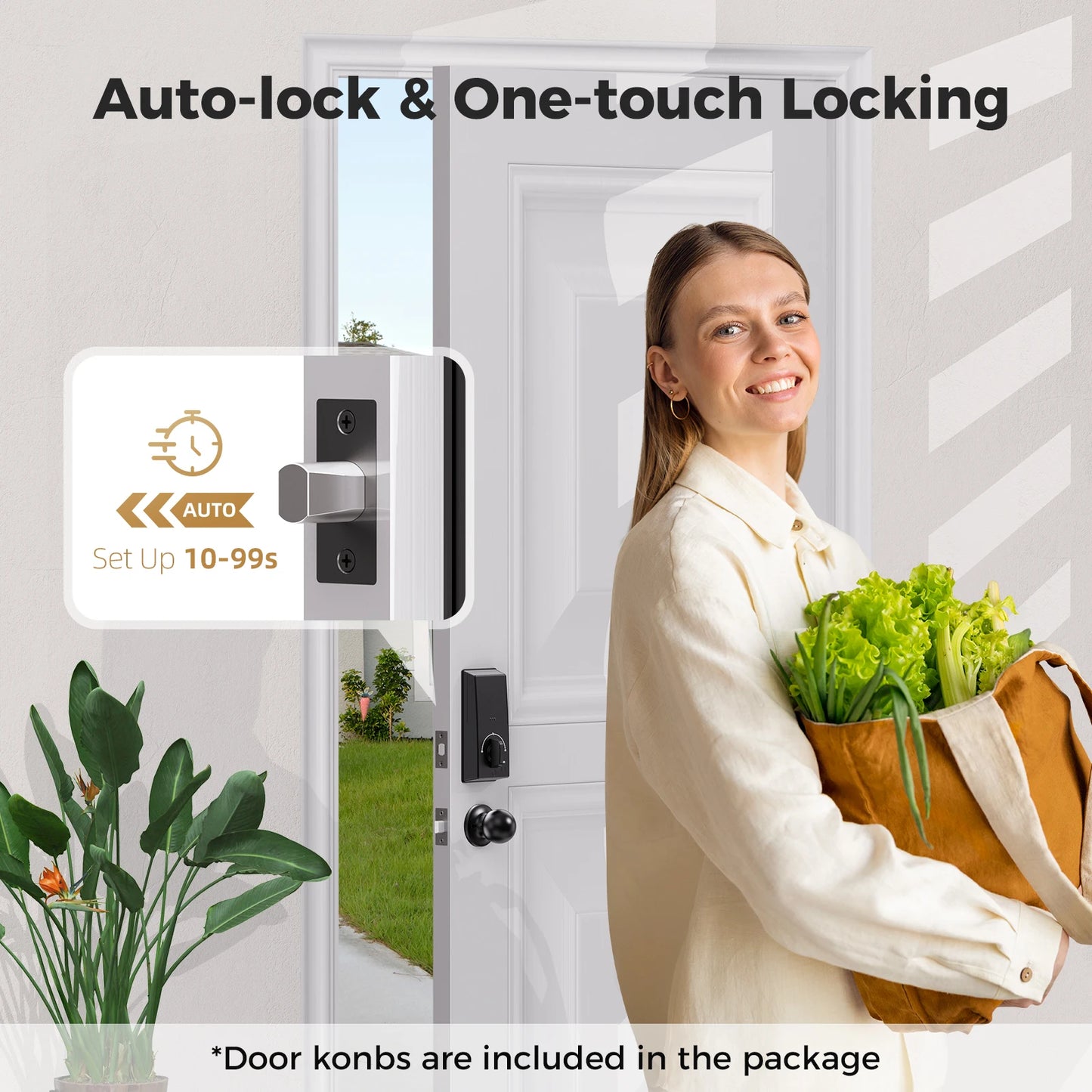 Smart Lock D601K Keyless Entry Door Lock Deadbolt with Handle Set Waterproof