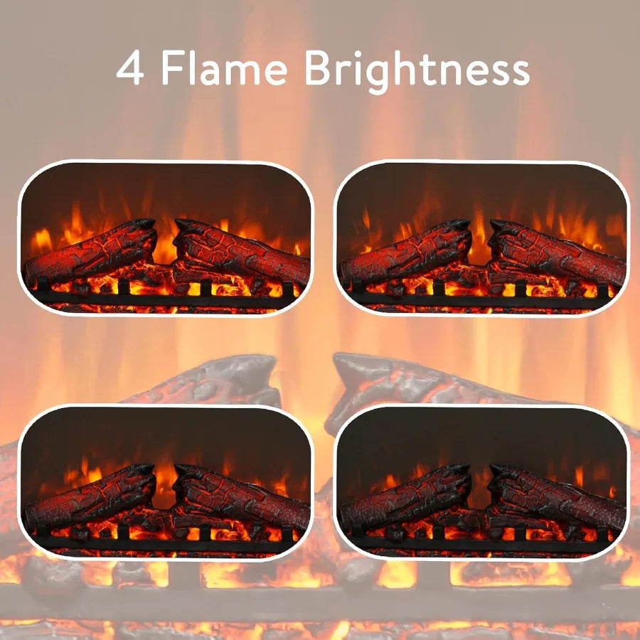 23 Electric Fireplace Insert Fireplace Heater with Remote Adjustable 4 Flame Brightness Log Set