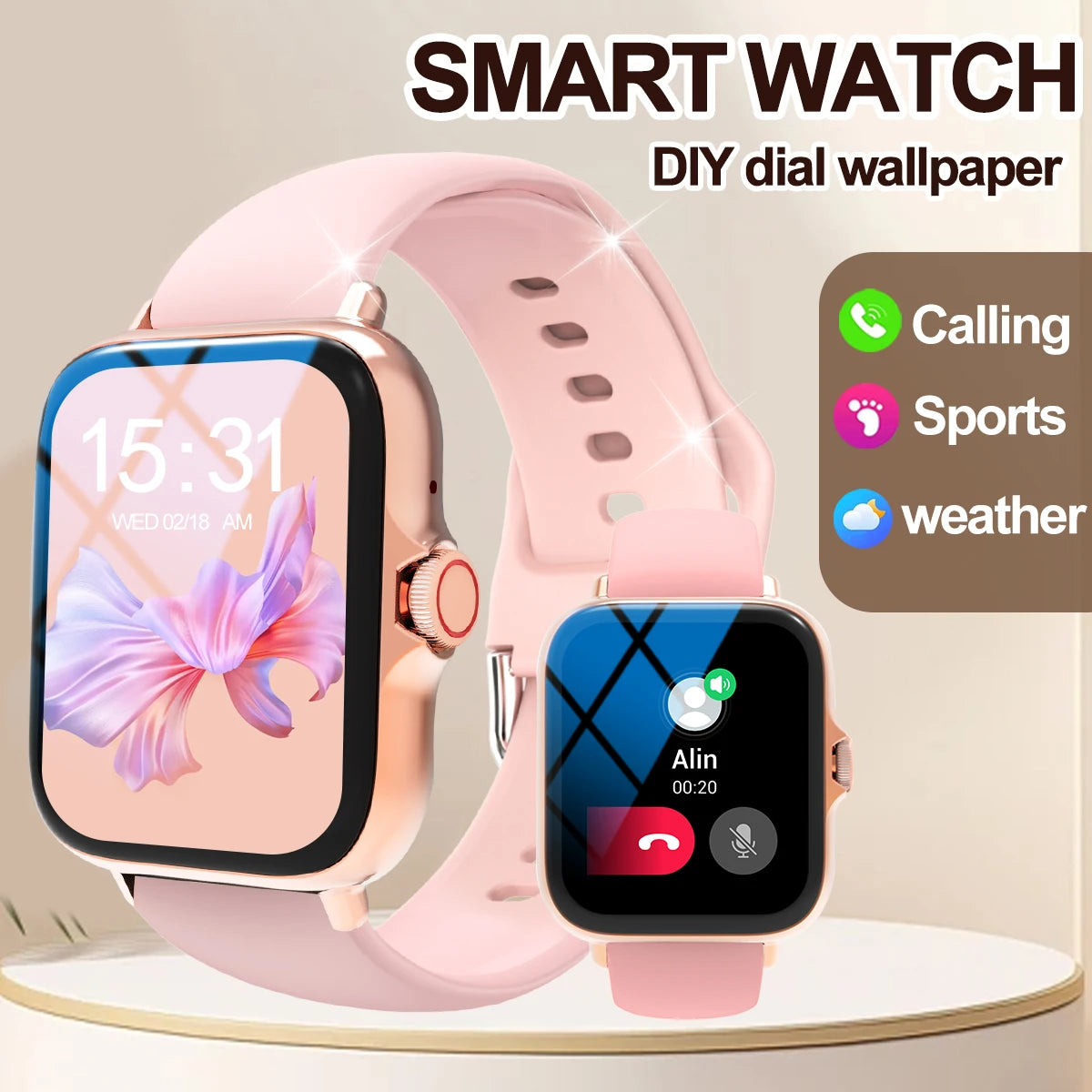 Smart watch with multiple sports modes, can make and receive calls,