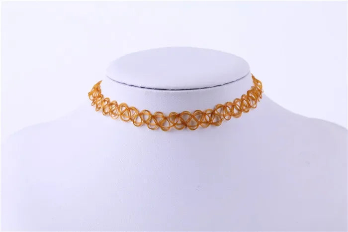 2PC/Lot Summer Style Girls Elastic Vintage Stretch Tattoo Choker Necklace Women