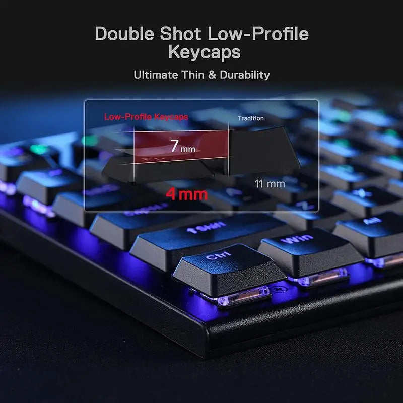 Wireless RGB Mechanical Keyboard, Bluetooth/2.4Ghz/Wired Tri-Mode Low Profile