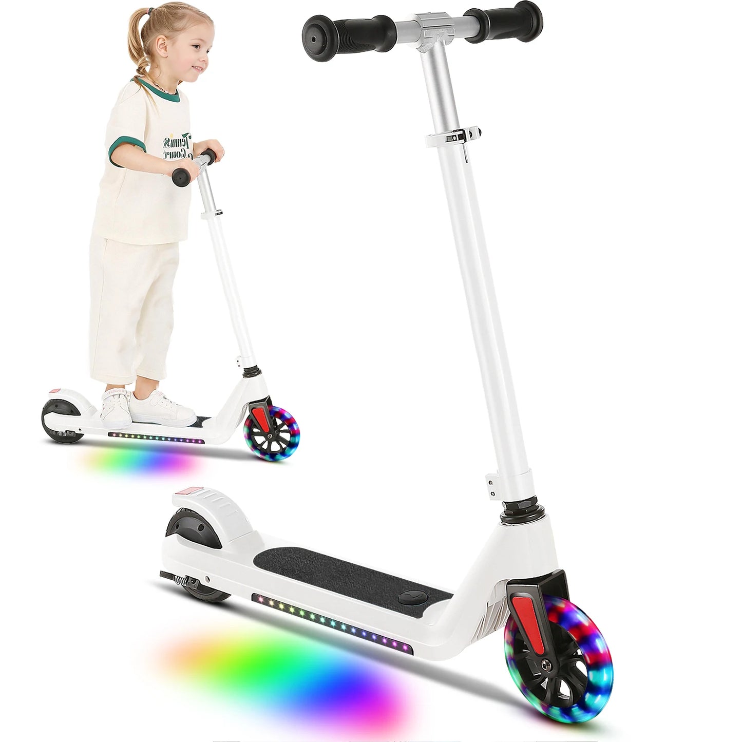 CAROMA Electric Scooter Max 6 MPH 120W Rear Motor For Kid Age 6-12 E-Scooter With Adjustable Height