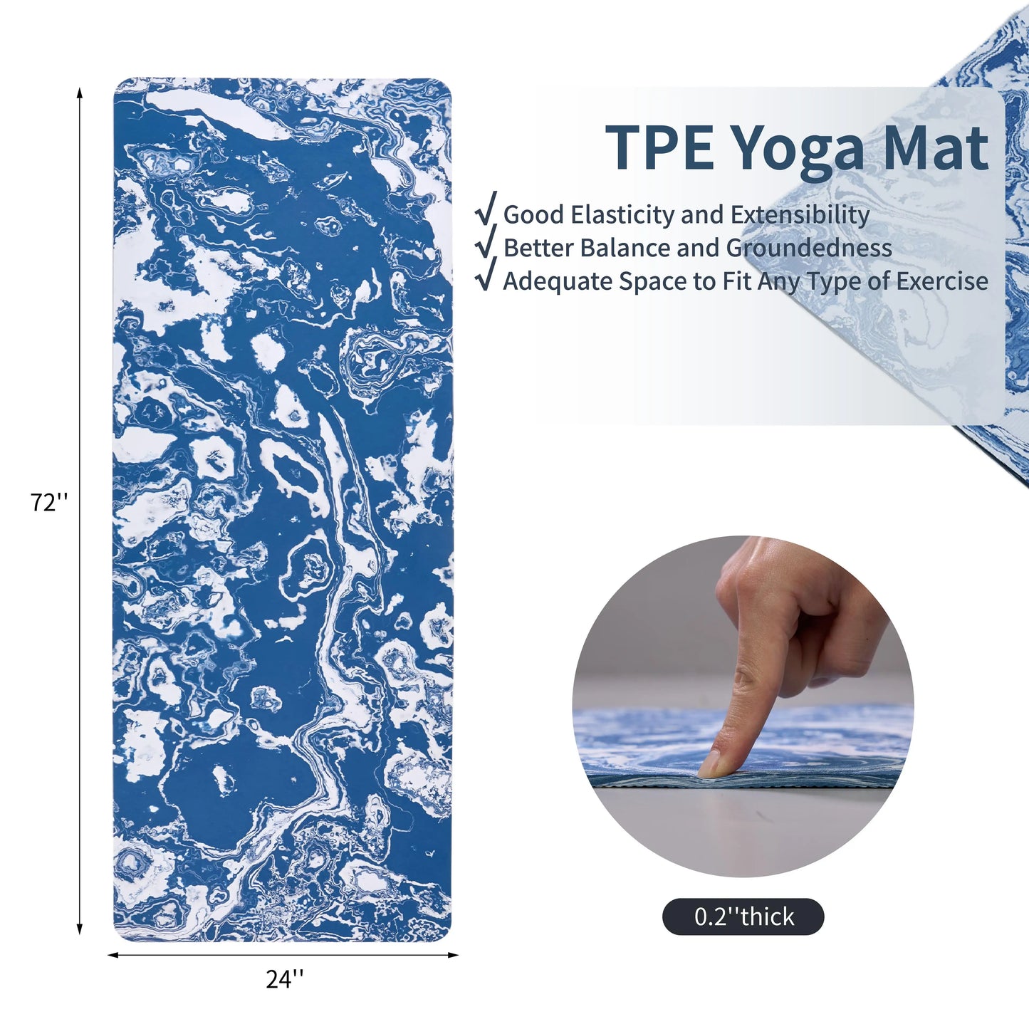 Yoga Mat, Exercise Non-Slip Design, Fitness and Floor Exercises