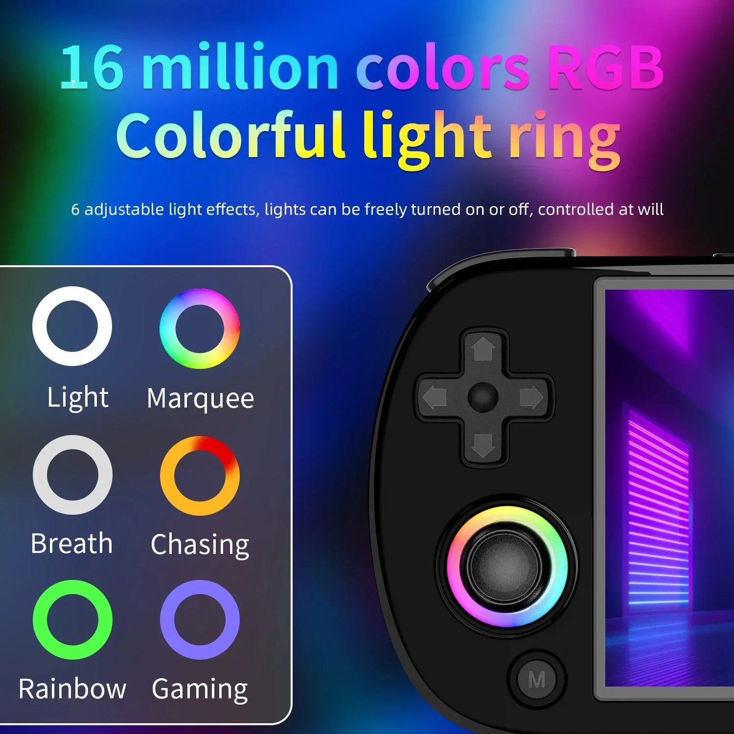 Handheld Game Console 4'' Screen Linux System Joystick Lighting Effect