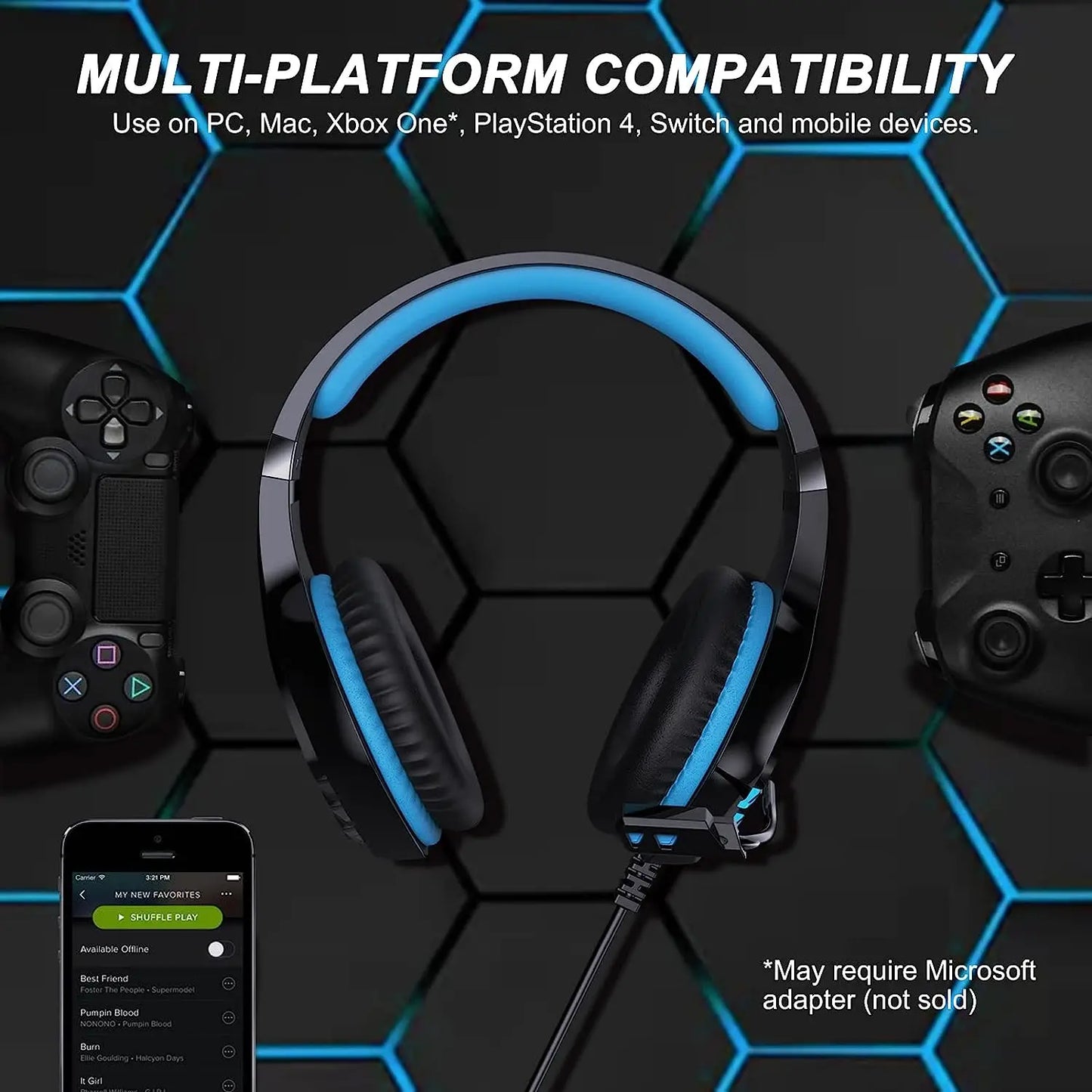 3.5mm Wired Gaming Headphones With Microphone 120° Adjustable