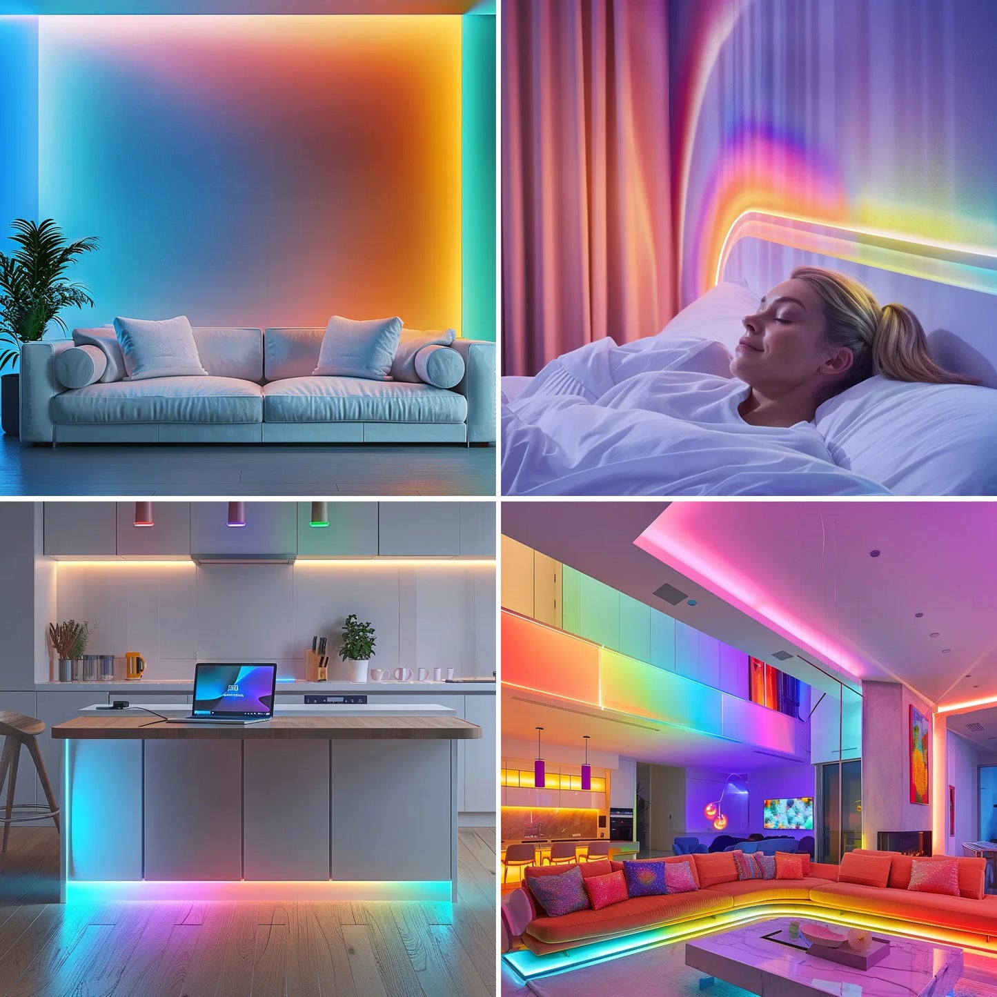 200ft smart LED light strip (2 rolls 100ft), bedroom color