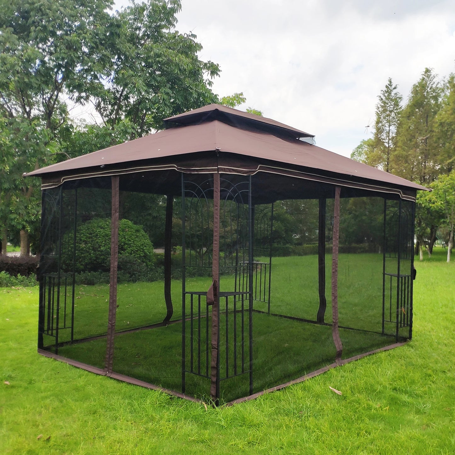 13x10 Outdoor Patio Gazebo Canopy Tent With Ventilated Double Roof And Mosquito net